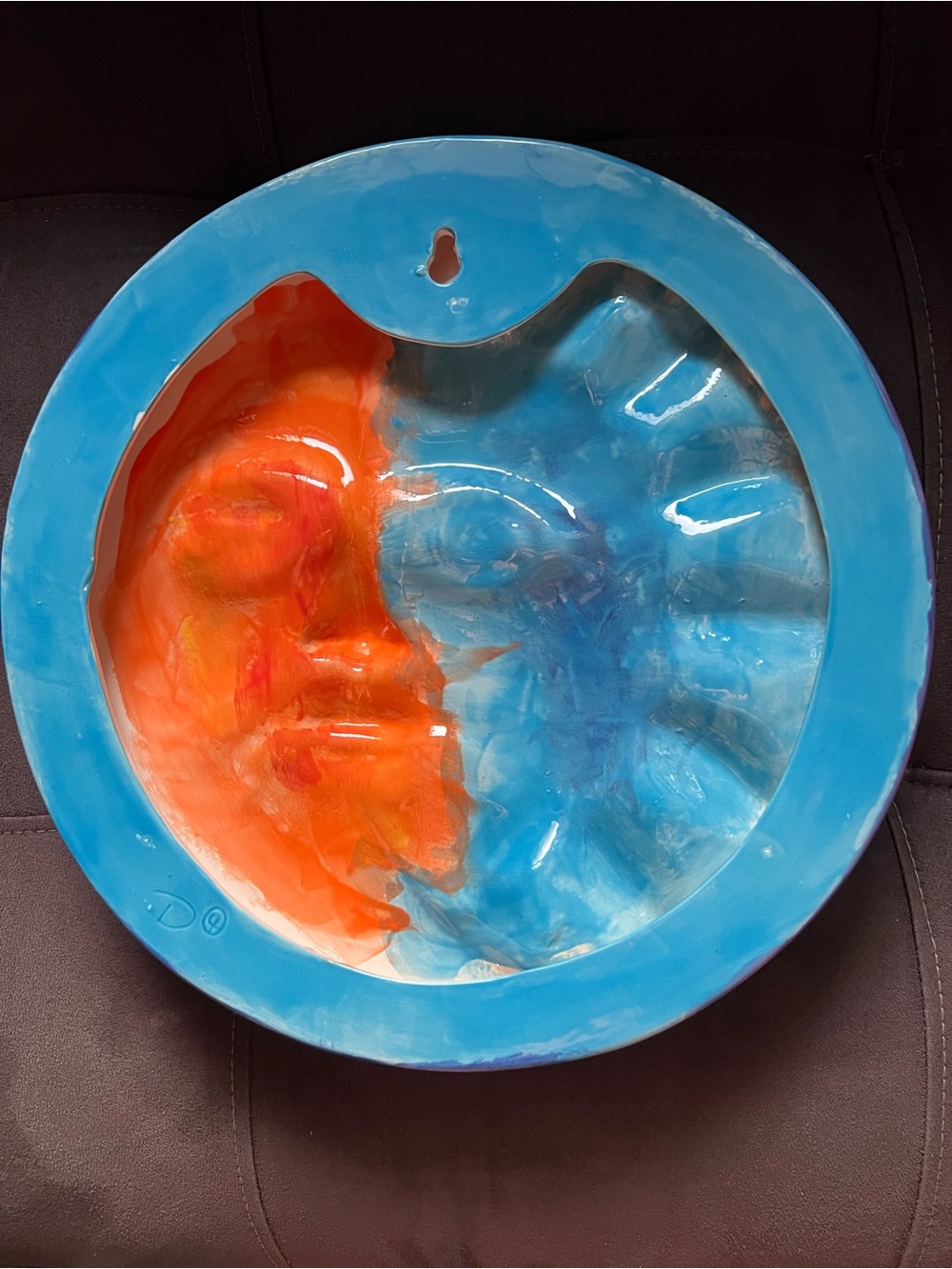 Hand-Painted Sun and Moon Wall Art - Blue, Yellow, Orange - Picture 2 of 3